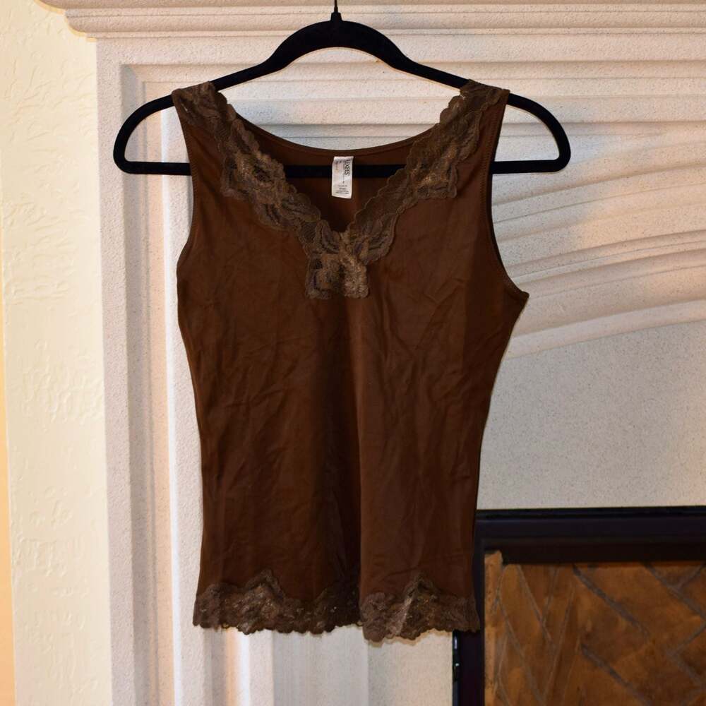 Flexees by Maidenform 3366 Brown Lace Trim Shapewear Cami